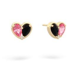 Lab Pink Sapphire 'Our Heart' 14K Yellow Gold earrings E5072