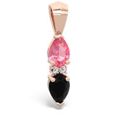 Lab Pink Sapphire Bowtie Drop 14K Rose Gold pendant P0865
