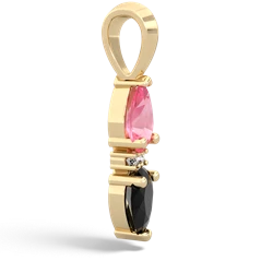 Lab Pink Sapphire Bowtie Drop 14K Yellow Gold pendant P0865