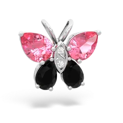 Lab Pink Sapphire Butterfly 14K White Gold pendant P2215