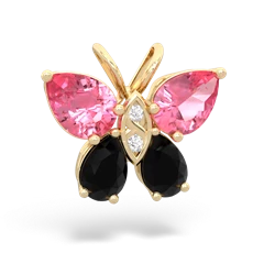 Lab Pink Sapphire Butterfly 14K Yellow Gold pendant P2215