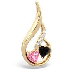 Lab Pink Sapphire Keepsake Curves 14K Yellow Gold pendant P5450