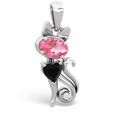 Lab Pink Sapphire Kitten 14K White Gold pendant P5780