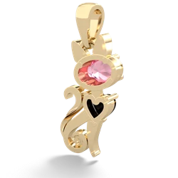 Lab Pink Sapphire Kitten 14K Yellow Gold pendant P5780