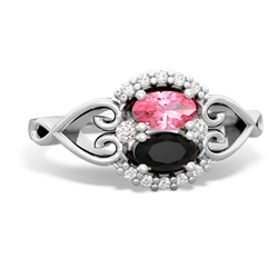 Lab Pink Sapphire Love Nest 14K White Gold ring R5860