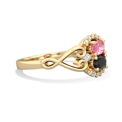 Lab Pink Sapphire Love Nest 14K Yellow Gold ring R5860