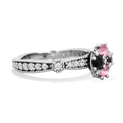 Lab Pink Sapphire Sparkling Tiara Cluster 14K White Gold ring R26293RD