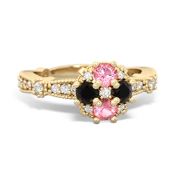 Lab Pink Sapphire Sparkling Tiara Cluster 14K Yellow Gold ring R26293RD