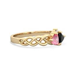 Lab Pink Sapphire Heart To Heart Braid 14K Yellow Gold ring R5870