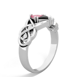 Lab Pink Sapphire Keepsake Celtic Knot 14K White Gold ring R5300