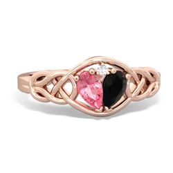 Lab Pink Sapphire Celtic Love Knot 14K Rose Gold ring R5420