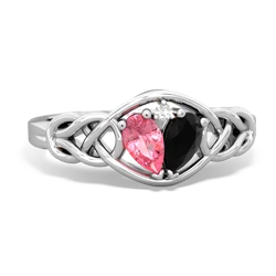 Lab Pink Sapphire Celtic Love Knot 14K White Gold ring R5420