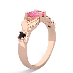 Lab Pink Sapphire Claddagh Keepsake 14K Rose Gold ring R5245