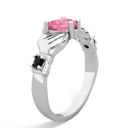 Lab Pink Sapphire Claddagh Keepsake 14K White Gold ring R5245