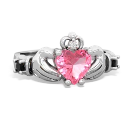 Lab Pink Sapphire Claddagh Keepsake 14K White Gold ring R5245