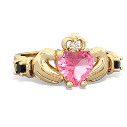 Lab Pink Sapphire Claddagh Keepsake 14K Yellow Gold ring R5245