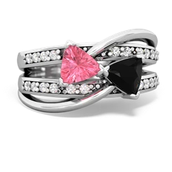 Lab Pink Sapphire Bowtie 14K White Gold ring R2360