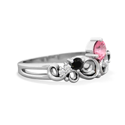 Lab Pink Sapphire Crown Keepsake 14K White Gold ring R5740