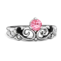 Lab Pink Sapphire Crown Keepsake 14K White Gold ring R5740