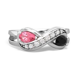 Lab Pink Sapphire Diamond Infinity 14K White Gold ring R5390