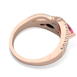 Lab Pink Sapphire Diamond Rivers 14K Rose Gold ring R3070