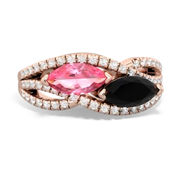 Lab Pink Sapphire Diamond Rivers 14K Rose Gold ring R3070