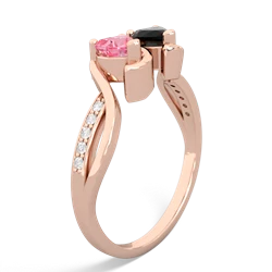 Lab Pink Sapphire Side By Side 14K Rose Gold ring R3090