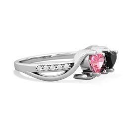 Lab Pink Sapphire Side By Side 14K White Gold ring R3090