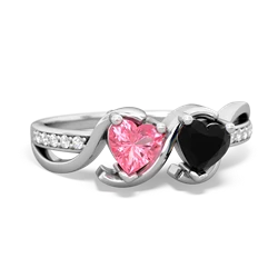 Lab Pink Sapphire Side By Side 14K White Gold ring R3090