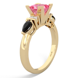 Lab Pink Sapphire 6Mm Princess Eternal Embrace Engagement 14K Yellow Gold ring C2002