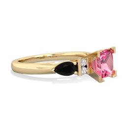 Lab Pink Sapphire 6Mm Princess Eternal Embrace Engagement 14K Yellow Gold ring C2002