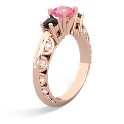 Lab Pink Sapphire Art Deco Eternal Embrace Engagement 14K Rose Gold ring C2003