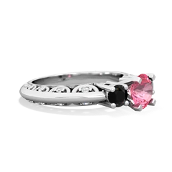 Lab Pink Sapphire Art Deco Eternal Embrace Engagement 14K White Gold ring C2003