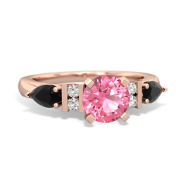 Lab Pink Sapphire 6Mm Round Eternal Embrace Engagement 14K Rose Gold ring R2005