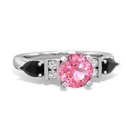 Lab Pink Sapphire 6Mm Round Eternal Embrace Engagement 14K White Gold ring R2005