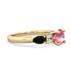 Lab Pink Sapphire 6Mm Round Eternal Embrace Engagement 14K Yellow Gold ring R2005