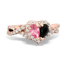 Lab Pink Sapphire Diamond Twist 'One Heart' 14K Rose Gold ring R2640HRT