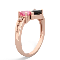 Lab Pink Sapphire Snuggling Hearts 14K Rose Gold ring R2178