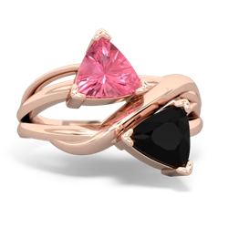 Lab Pink Sapphire Split Band Swirl 14K Rose Gold ring R2341