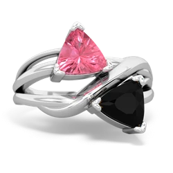 Lab Pink Sapphire Split Band Swirl 14K White Gold ring R2341