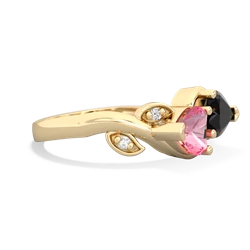 Lab Pink Sapphire Floral Elegance 14K Yellow Gold ring R5790