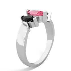 Lab Pink Sapphire Three Peeks 14K White Gold ring R2433