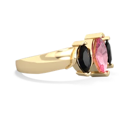 Lab Pink Sapphire Three Peeks 14K Yellow Gold ring R2433