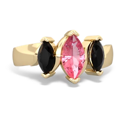 Lab Pink Sapphire Three Peeks 14K Yellow Gold ring R2433