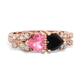 Lab Pink Sapphire Diamond Butterflies 14K Rose Gold ring R5601