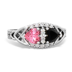 Lab Pink Sapphire Sparkling Celtic Knot 14K White Gold ring R2645