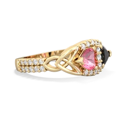 Lab Pink Sapphire Sparkling Celtic Knot 14K Yellow Gold ring R2645