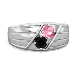 Lab Pink Sapphire Men's Streamline 14K White Gold ring R0460