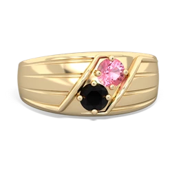 Lab Pink Sapphire Men's Streamline 14K Yellow Gold ring R0460