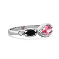 Lab Pink Sapphire Milgrain Marquise 14K White Gold ring R5700